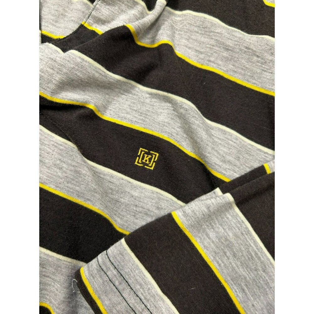 KR3W Mens Striped Polo Shirt Small Brown Yellow Gray Cotton Blend - Picture 6 of 6